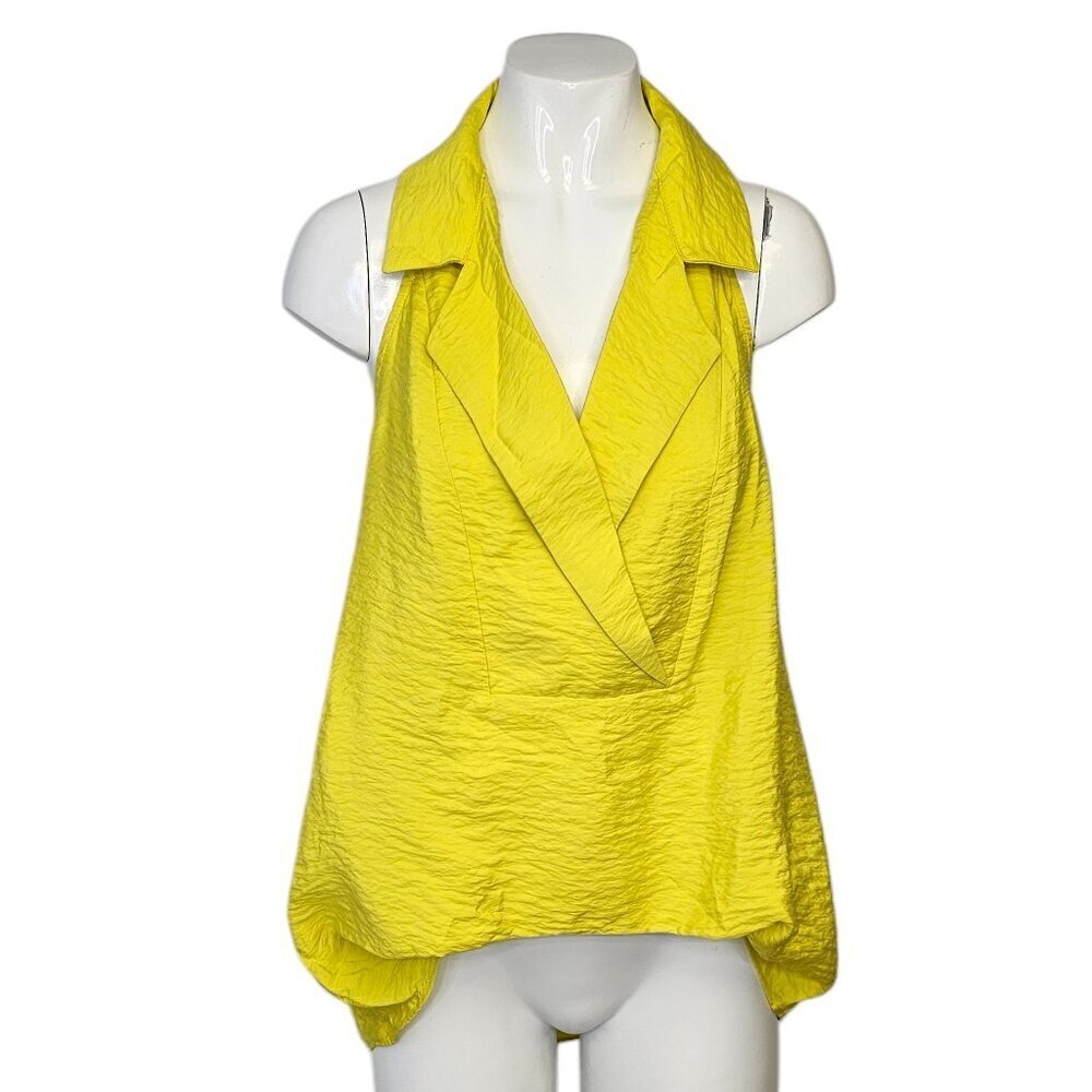 Anthropologie Sleeveless Wide Placket Halter Collared Top Size Medium NWT Yellow